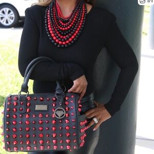 Traci Lynn Black and Red Satchel